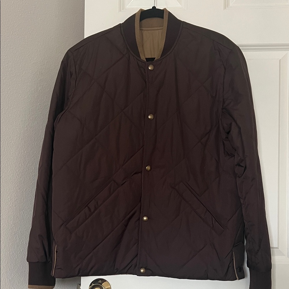 Men's Brown Reversible Quilted Bomber Jacket